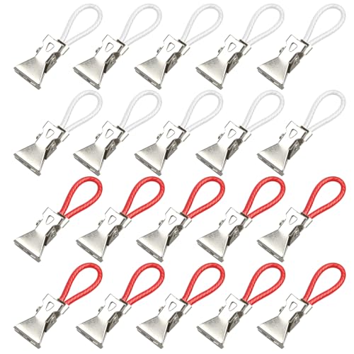 TYFGRT 20 Stück Handtuchklammern, Handtuchklammern Mit Aufhängeöse, Küchen- Und Badezimmerklammern, Sockenklammern Aus Metall, Winddichte Wäscheklammern, Mehrzweck-Trockenklammern von TYFGRT