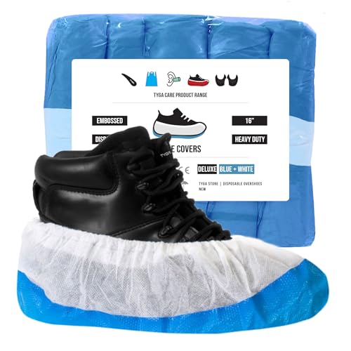 TYGA Strapazierfähige Überschuhe, wiederverwendbar, langlebig, CPE/PP (160, Blau & Weiß) von TYGA STORE
