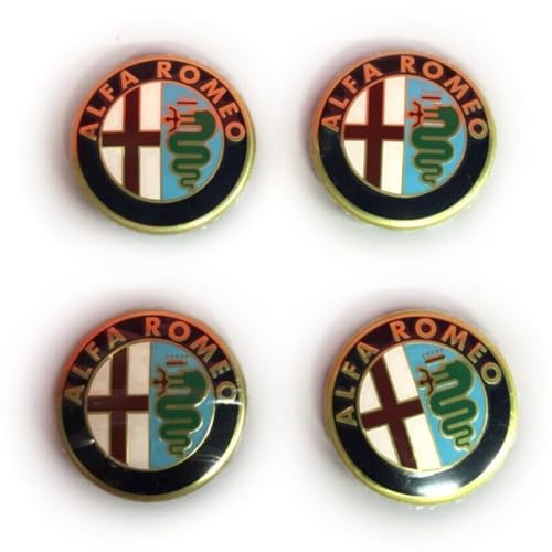 TYGCP 4 Stück Auto Radnabenkappen für Alfa Romeo Mito 147 Giulietta Spider Stelvio 50MM Auto Nabendeckel Staubkappen Räder Radkappen Radnaben Felgenkappen Nabenkappen von TYGCP