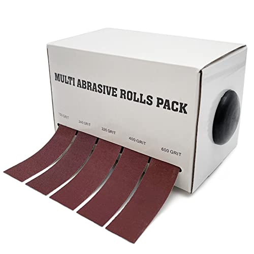 1-teiliges Schmirgelleinenrollen-Set – 5 Körnungen (150–600) Schleifpapier for Metall und Holz – 1 Zoll x 6 Meter Schleifpapierrollen von TYGIYY
