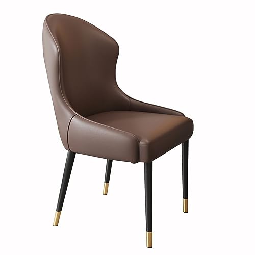 Küche Moderne Küche Esszimmerstühle Verschleißfestes Leder Schlafzimmer Ehezimmer Balkon Sofa Stuhl Wohnzimmer Beistellstuhl (Farbe: Dunkelbraun, Größe: Goldbein) von TYHAYJYK
