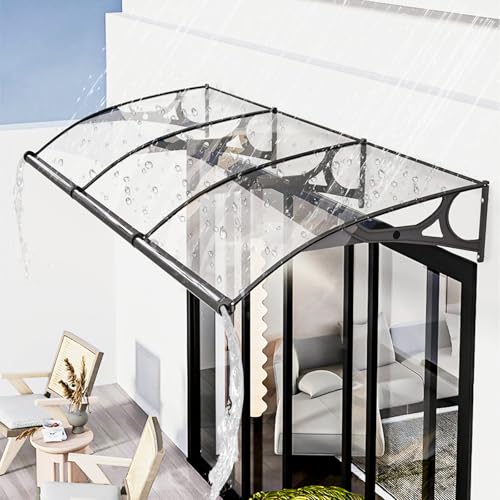 Polycarbonat-Fenstertürmarkise UPF 256+ Haustüren/Fenster Überhang Markise geräuschlos, regen- und schneefest, einfach zu installieren, kann an Fenstern, Türen Eingängen verwendet werden von TYHAYJYK