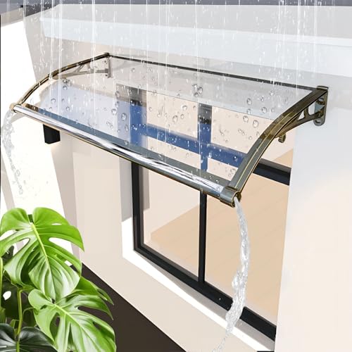 Polycarbonat-Fenstertürmarkise UPF 275+ Haustüren/Fenster Überhang Markise geräuschlos, regen- und schneefest, einfach zu installieren, kann an Fenstern, Türen Eingängen verwendet werden von TYHAYJYK