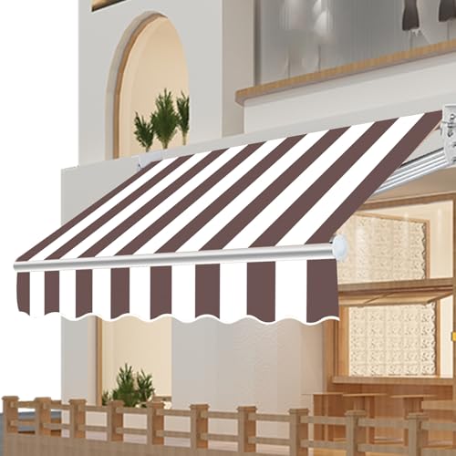 TYHAYJYK Markisenstoff-Ersatz 13.1x8.2FT / 400x250CM, Markisenstoff für den Außenbereich, für Markisen im Außenbereich, Gartenmarkise, braun-weißes Streifenmuster, Fenster, Balkon, Geschäft von TYHAYJYK