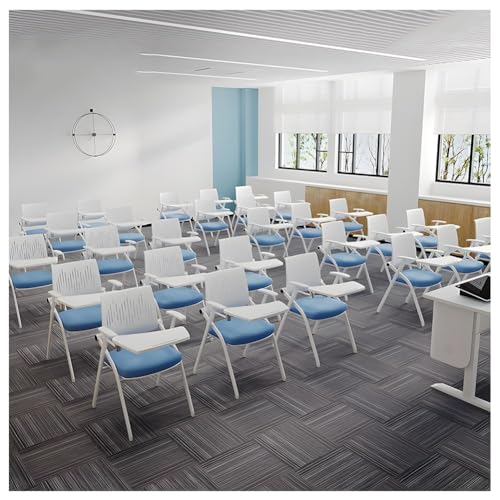 TYHAYJYK Studentenstuhl mit befestigtem Schreibtisch, faltbarer Computer-Schreibtischstuhl, ergonomischer Bürostuhl, mit rechtshändigem Tablet-Arm, für Konferenzraum (blau) von TYHAYJYK