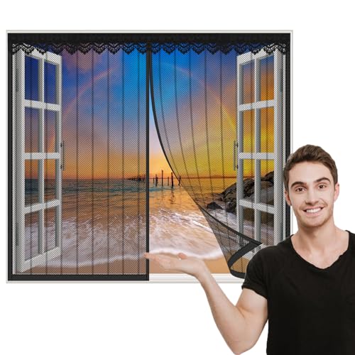 TYHJSH Magnet Fliegengitter Fenster,Selbstklebendes Moskitonetz für Fenster, Automatisches Schließen Moskitonetz Fliegengittertüren,Insektenschutzgitter Terrassentür Moskitonetz Fenster von TYHJSH