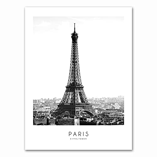 Moderne Schwarz Weiß Frankreich Paris Stadt Wahrzeichen Gebäude Eiffelturm Landschaft Leinwand Malerei Wandkunst Poster Wohnzimmer Büro Wohnkultur Wandbild von TYIYT