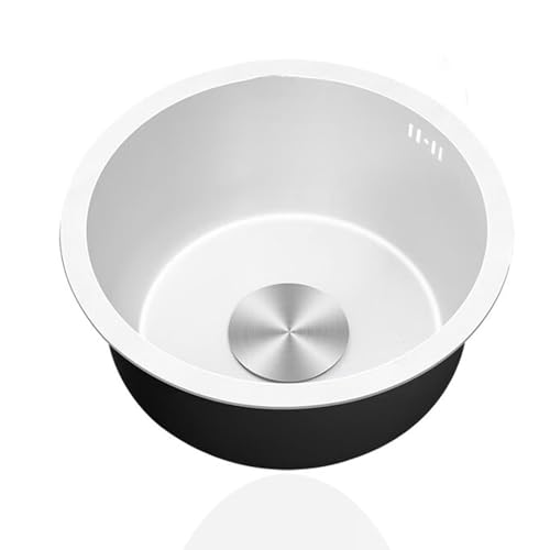 Kitchen Sink,Küchenbecken,Spülbecken Edelstahl Weiße,Klein Spüle Küche,Rund Küchenspülen 1 Becken mit Abflussrohr für Küchenzeilen Camping Einbauart: Einbau von Oben und Unterbau (Ø 25cm) von TYLAOXIAO