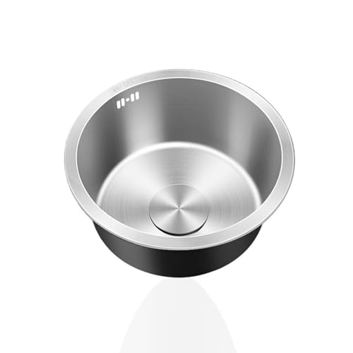 Kitchen Sink,Spülbecken Rund,Küche Spüle Klein Edelstahl Silber,Küchenspülen 1 Becken mit Abflussrohr für Küchenzeilen Camping Einbauart: Einbau von Oben und Unterbau (Ø 36cm) von TYLAOXIAO