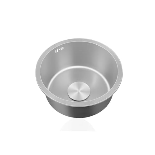 Klein Spüle Küche,Spülbecken Edelstahl,Rund Küchenspülen Grau,Küchenbecken1 Becken mit Abflussrohr für Küchenzeilen Camping Einbauart: Einbau von Oben und Unterbau (Ø 34cm) von TYLAOXIAO