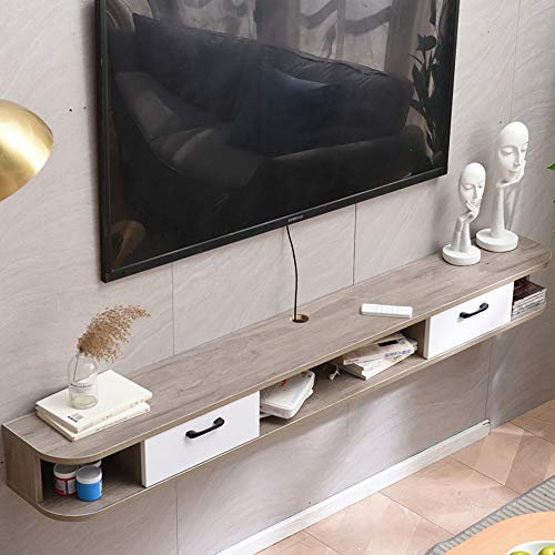 Schwimmender TV-Ständer, Wand-TV-Schrank, schwimmende Unterhaltungseinheit aus ökologischem Massivholzbrett, multifunktionales, an der Wand montiertes Mediencenter, kleines Wohnzimmer, Schlafzimmer Schwimmender TV-Ständer, Wand-TV-Schrank, schwimmende Unterhaltungseinheit aus ökologischem Massivholzbrett, multifunktionales, an der Wand montiertes Mediencenter, kleines Wohnzimmer, Schlafzimmer von TYLDBNF