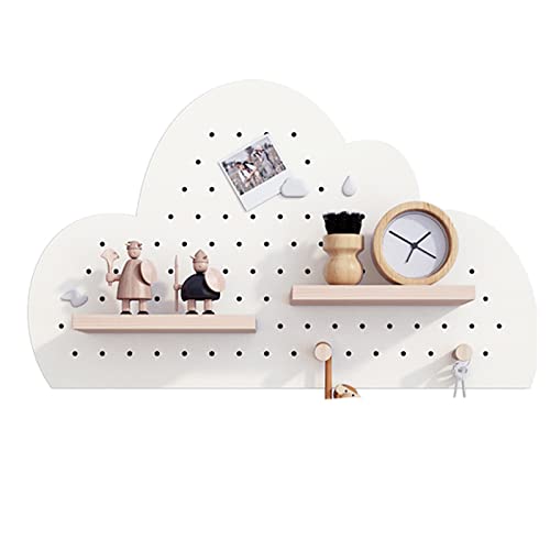 TYLDBNF Holz-Stecktafel-Wand-Organizer-Set für Kinderzimmer/Kindergarten/Zuhause, Kleiner weißer modularer Präsentationsständer mit Regal und Haken (Stil: Style4) von TYLDBNF