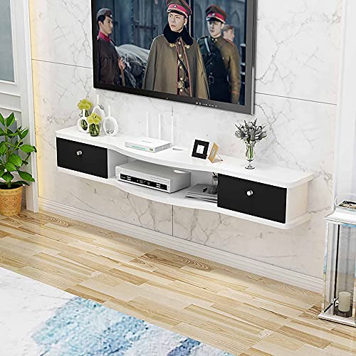 TYLDBNF Schwebender TV-Ständer, Wand-TV-Aufbewahrungseinheit, mattierter TV-Wandschrank, Multimedia-Aufbewahrungsregal aus Holz, Wandmontage-Unterhaltungseinheit von TYLDBNF