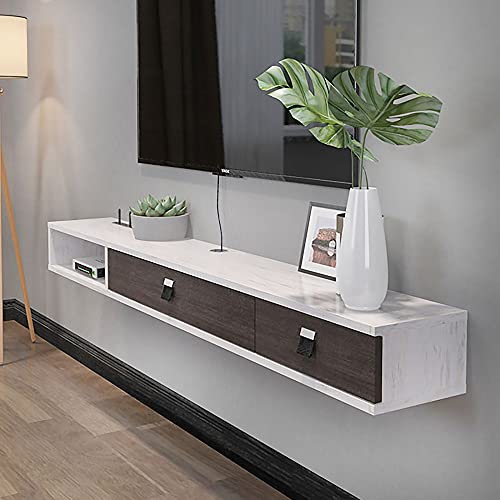 TYLDBNF Schwebender TV-Ständer, Wandschrank, schwebender TV-Ständer, Komponentenregal mit 2 Schubladen, Unterhaltungszentrum für Wohnzimmer und Schlafzimmer von TYLDBNF