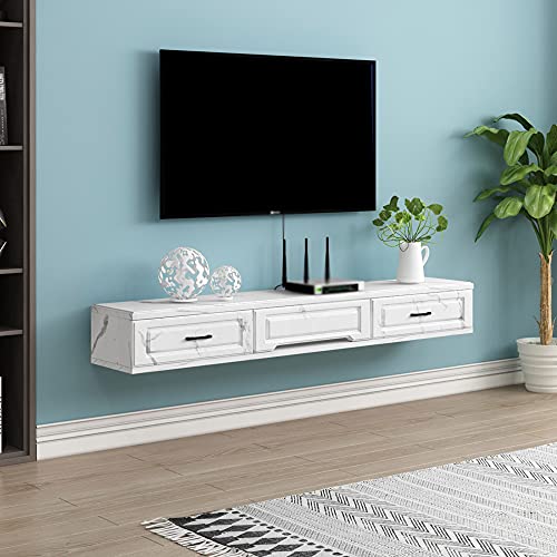 TYLDBNF Schwebender TV-Ständer, hängender TV-Schrank, Set-Top-Box-Router, schwebender TV-Schrank aus Holz mit Schubladen, TV-Medienkonsole für Wohnzimmer, Schlafzimmer von TYLDBNF