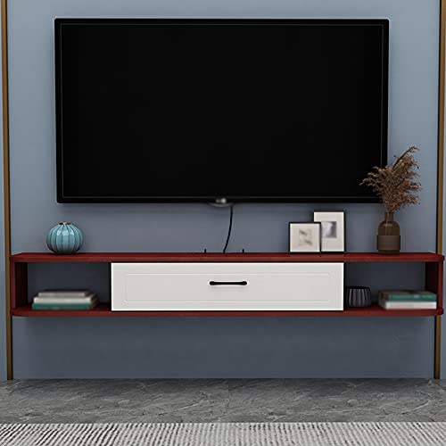 TYLDBNF Schwebender TV-Ständer, schwebender TV-Schrank, wandmontierter TV-Schrank mit Einer Schublade, Clamshell-Design mit Drahtlöchern, für Projektor, Kabelbox, Spielekonsole von TYLDBNF