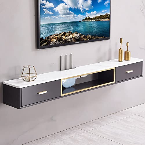 TYLDBNF Schwebender TV-Ständer, schwimmender TV-Schrank, hohlgeschnitztes Design, Schubladentyp, Wohnzimmer, hängende Wand-Set-Top-Box-Rack, geeignet für Medienräume von TYLDBNF
