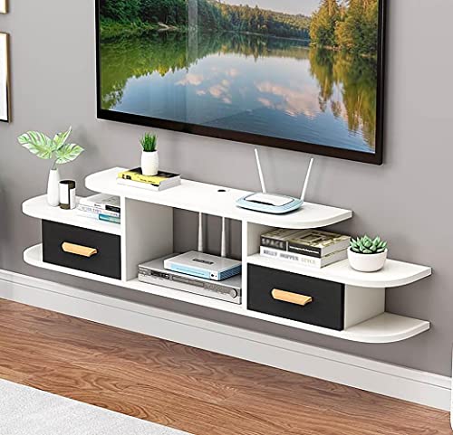 TYLDBNF Schwebender TV-Ständer, wandhängender TV-Schrank, schwimmende Unterhaltungseinheit mit 2 Schubladen, schwimmendes TV-Ständer-Komponentenregal für Zuhause, Wohnzimmer und Schlafzimmer von TYLDBNF