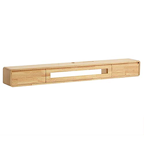 TYLDBNF Schwebender TV-Ständer, wandhängender TV-Schrank, wandmontiertes Mediencenter aus massivem Holz mit 2 Schubladen und einem Fach, schwimmende Unterhaltungseinheit von TYLDBNF