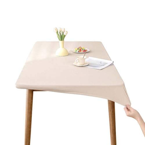 Rechteckige Tischdecke, wasserdichte PU elastische Tischdecke, Abwischbare Tischdecke für Camping Indoor Outdoor (Beige,60X120cm) von TYLXQH