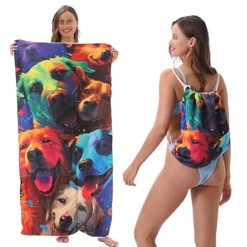 TYLXQH 2-in-1 Faltbarer Strandtuch-Rucksack Mikrofaser Leichtes Strandtuch Sandfrei Schnell Trocknend Absorbierend Dünne Kompakte Handtücher für Schwimmbad Camping Strand (G,80 * 160cm) von TYLXQH