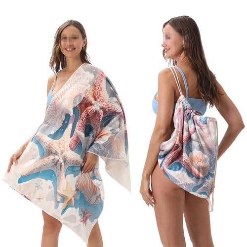 TYLXQH 2-in-1 Faltbarer Strandtuch-Rucksack Mikrofaser Leichtes Strandtuch Sandfrei Schnell Trocknend Absorbierend Dünne Kompakte Handtücher für Schwimmbad Camping Strand (M,70 * 140cm) von TYLXQH