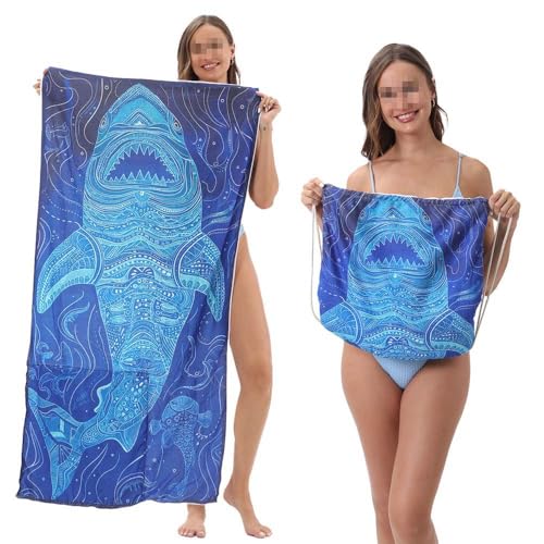 TYLXQH 2-in-1 Faltbarer Strandtuch-Rucksack Mikrofaser Leichtes Strandtuch Sandfrei Schnell Trocknend Absorbierend Dünne Kompakte Handtücher für Schwimmbad Camping Strand (S,70 * 140cm) von TYLXQH