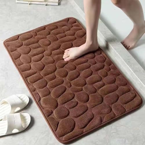 TYLXQH Memory Foam Badematte Memory Foam Carpet Cobblestone Design Superabsorbierend rutschfest Waschmaschinenfest Badematte (Coffee,40 * 60cm) von TYLXQH