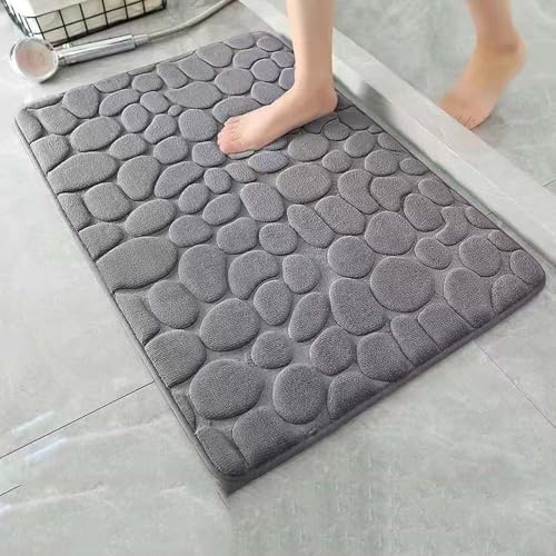 TYLXQH Memory Foam Badematte Memory Foam Carpet Cobblestone Design Superabsorbierend rutschfest Waschmaschinenfest Badematte (Dark Gray,40 * 60cm) von TYLXQH