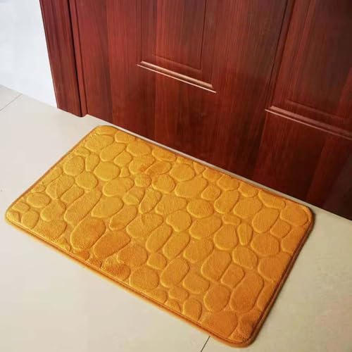 TYLXQH Memory Foam Badematte Memory Foam Carpet Cobblestone Design Superabsorbierend rutschfest Waschmaschinenfest Badematte (Khaki,50 * 80cm) von TYLXQH