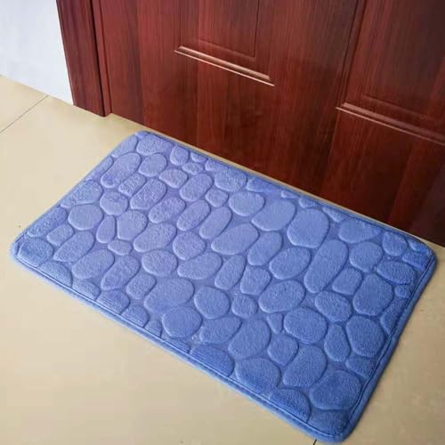 TYLXQH Memory Foam Badematte Memory Foam Carpet Cobblestone Design Superabsorbierend rutschfest Waschmaschinenfest Badematte (Light Blue,50 * 80cm) von TYLXQH