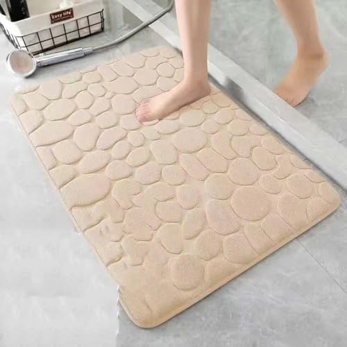 TYLXQH Memory Foam Badematte Memory Foam Carpet Cobblestone Design Superabsorbierend rutschfest Waschmaschinenfest Badematte (Light Camel,40 * 60cm) von TYLXQH