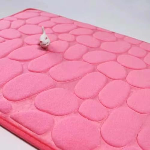 TYLXQH Memory Foam Badematte Memory Foam Carpet Cobblestone Design Superabsorbierend rutschfest Waschmaschinenfest Badematte (Pink,50 * 80cm) von TYLXQH