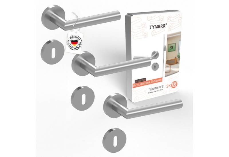 TYMBRR Türgriffpaar TYMBRR 3x Türgriff-Set Edelstahl Buntbart, Zimmertürdrücker, Türklinke, Drücker außen TYMBRR Türgriffpaar TYMBRR 3x Türgriff-Set Edelstahl Buntbart, Zimmertürdrücker, Türklinke, Drücker außen von TYMBRR