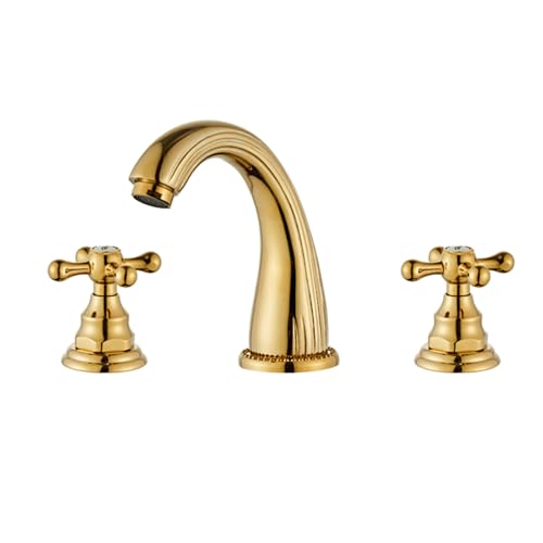 TYMYW 3 Loch Badewannenarmatur Doppelgriff Heiß und Kaltes Wasser Geteilter Waschtisch-Wasserhahn Messing,Verchromtes Gold,A TYMYW 3 Loch Badewannenarmatur Doppelgriff Heiß und Kaltes Wasser Geteilter Waschtisch-Wasserhahn Messing,Verchromtes Gold,A von TYMYW