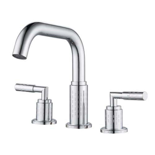 TYMYW 3 Loch Badewannenarmatur Doppelgriff Schwenkbar Geteilter Waschtisch-Wasserhahn Messing,Verchromtes Silber TYMYW 3 Loch Badewannenarmatur Doppelgriff Schwenkbar Geteilter Waschtisch-Wasserhahn Messing,Verchromtes Silber von TYMYW