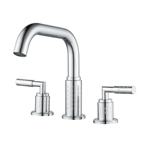 TYMYW 3 Loch Waschtischarmatur Doppelgriff Drehbar Geteilt Bad Wasserhahn Mischbatterie Messing,Verchromtes Silber TYMYW 3 Loch Waschtischarmatur Doppelgriff Drehbar Geteilt Bad Wasserhahn Mischbatterie Messing,Verchromtes Silber von TYMYW
