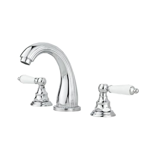TYMYW 3-Loch Waschtischarmatur Doppelgriff Wasserhahn Bad Mischbatterie Messing,Verchromtes Silber TYMYW 3-Loch Waschtischarmatur Doppelgriff Wasserhahn Bad Mischbatterie Messing,Verchromtes Silber von TYMYW
