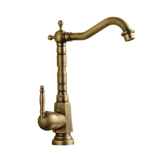 TYMYW Antiker Wasserhahn Küche Messing Einhebel 360° Schwenkbar Spültischarmatur Mischbatterie Einzelloch TYMYW Antiker Wasserhahn Küche Messing Einhebel 360° Schwenkbar Spültischarmatur Mischbatterie Einzelloch von TYMYW