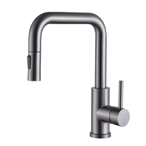 TYMYW Küchenarmatur Ausziehbar, 360 Drehbar Wasserhahn Küche mit Herausziehbarer Brause 2 Modus Einhebelmischer,Grau TYMYW Küchenarmatur Ausziehbar, 360 Drehbar Wasserhahn Küche mit Herausziehbarer Brause 2 Modus Einhebelmischer,Grau von TYMYW