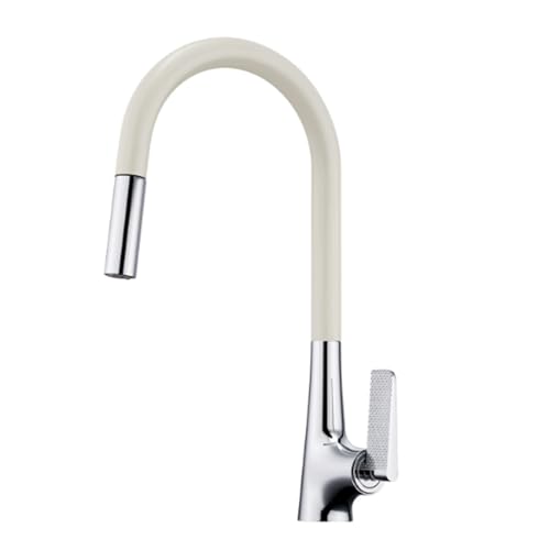 TYMYW Küchenarmatur Ausziehbar, 360 Drehbar Wasserhahn Küche mit Zwei Strahlarten Einzelloch Mischbatterie Weiß + Chrom TYMYW Küchenarmatur Ausziehbar, 360 Drehbar Wasserhahn Küche mit Zwei Strahlarten Einzelloch Mischbatterie Weiß + Chrom von TYMYW
