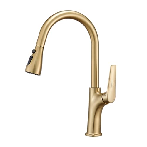 TYMYW Küchenarmatur Ausziehbar mit Brause 3 Modus 360° Schwenkbar Wasserhahn Küche Mischbatterie Messing,Gold TYMYW Küchenarmatur Ausziehbar mit Brause 3 Modus 360° Schwenkbar Wasserhahn Küche Mischbatterie Messing,Gold von TYMYW