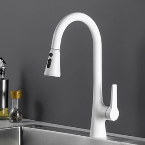 TYMYW Küchenarmatur Ausziehbar mit Brause 360° Schwenkbar Spültischarmatur mit Brause 3 Modus Messing,Weiß TYMYW Küchenarmatur Ausziehbar mit Brause 360° Schwenkbar Spültischarmatur mit Brause 3 Modus Messing,Weiß von TYMYW