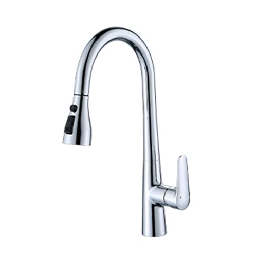 TYMYW Küchenarmatur Ausziehbar mit Brause 360° Schwenkbar Wasserhahn Küche Mischbatterie Einzelgriff Messing,Verchromtes Silber TYMYW Küchenarmatur Ausziehbar mit Brause 360° Schwenkbar Wasserhahn Küche Mischbatterie Einzelgriff Messing,Verchromtes Silber von TYMYW