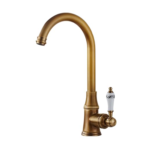 TYMYW Küchenarmatur Retro Messing 360 Drehbar Einzelgriff Wasserhahn Küche Mischbatterie Einzelloch TYMYW Küchenarmatur Retro Messing 360 Drehbar Einzelgriff Wasserhahn Küche Mischbatterie Einzelloch von TYMYW