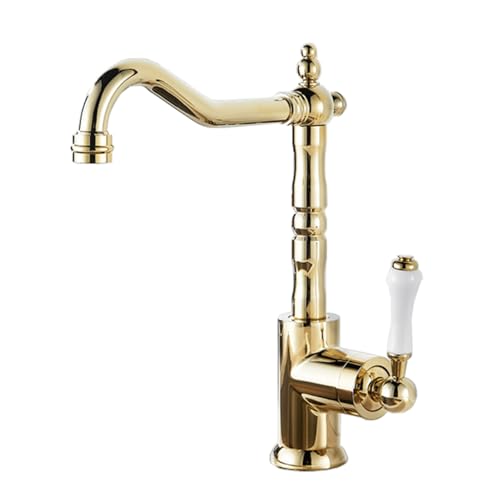 TYMYW Küchenarmatur Retro Messing 360° Schwenkbar Warm und Kalt Spültischarmatur Einzelgriff Einzelloch TYMYW Küchenarmatur Retro Messing 360° Schwenkbar Warm und Kalt Spültischarmatur Einzelgriff Einzelloch von TYMYW