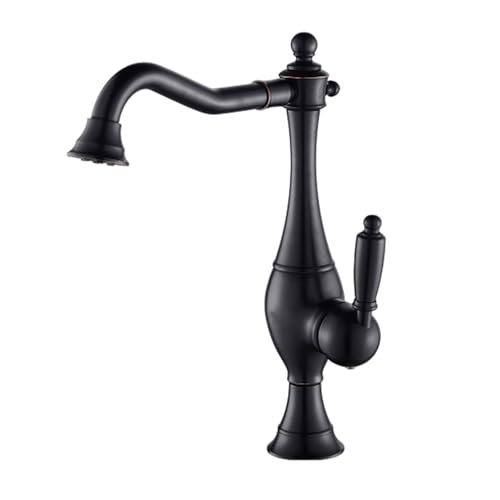 TYMYW Küchenarmatur Retro Schwarz Messing 360 Drehbar Wasserhahn Küche Mischbatterie Einhebel Einzelloch TYMYW Küchenarmatur Retro Schwarz Messing 360 Drehbar Wasserhahn Küche Mischbatterie Einhebel Einzelloch von TYMYW