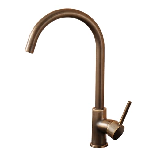 TYMYW Küchenarmatur Retro Vintage Messing 360° Schwenkbar Einzelgriff Spültischarmatur Heiß und Kalt Einzelloch TYMYW Küchenarmatur Retro Vintage Messing 360° Schwenkbar Einzelgriff Spültischarmatur Heiß und Kalt Einzelloch von TYMYW