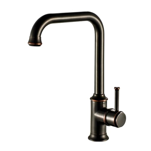 TYMYW Küchenarmatur Schwarz Vintage Messing 360 Drehbar Einzelgriff Wasserhahn Küche Mischbatterie Einzelloch TYMYW Küchenarmatur Schwarz Vintage Messing 360 Drehbar Einzelgriff Wasserhahn Küche Mischbatterie Einzelloch von TYMYW