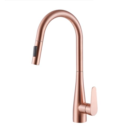 TYMYW Küchenarmatur mit Herausziehbarer Brause 360° Schwenkbar Küchenarmatur 2 Strahlarten Mischbatterie Einzelloch Roségold TYMYW Küchenarmatur mit Herausziehbarer Brause 360° Schwenkbar Küchenarmatur 2 Strahlarten Mischbatterie Einzelloch Roségold von TYMYW